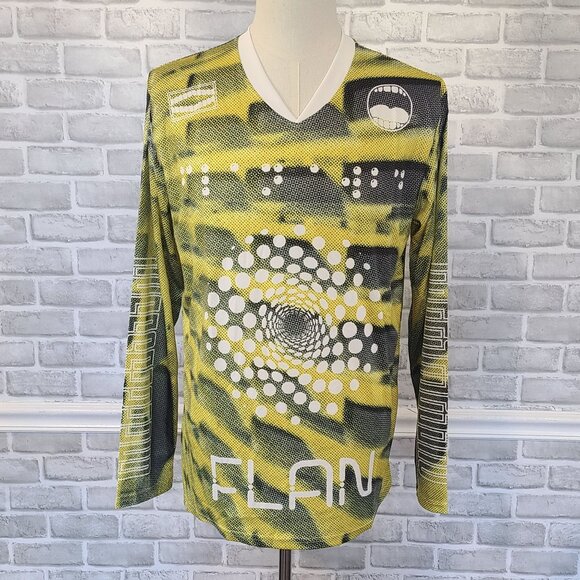 Flan Labs Cellar Soccer Jersey Mens L Green Geo  Long Sleeve Blokecore NEW - Picture 8 of 8